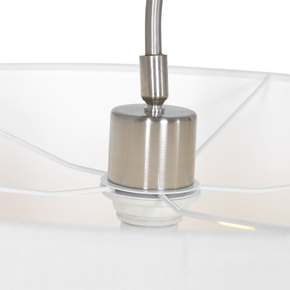 Steinhauer Wandlamp elegant classy 9328 staal kap wit linnen grof Steinhauer Wandlamp elegant classy 9328 staal kap wit linnen grof