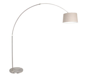 Steinhauer Vloerlamp booglamp Sparkled light 9676 staal kap linnen grijs