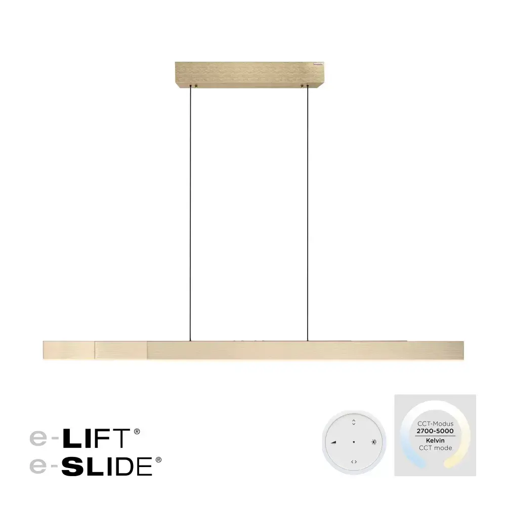 Neuhaus PURE Hanglamp e-Lift + e-Slide L 120-200 cm mat goud