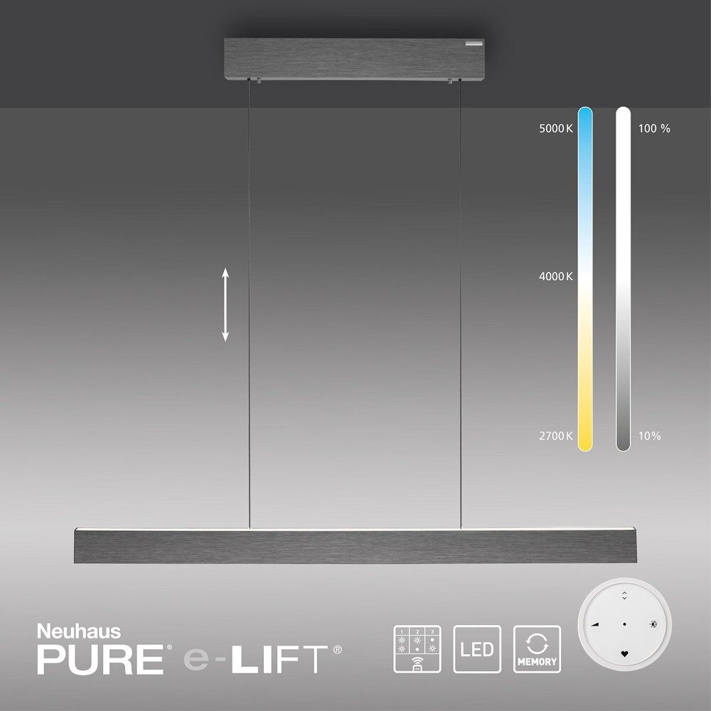 Neuhaus PURE Hanglamp e-Lift L 120 cm donker grijs Neuhaus PURE Hanglamp e-Lift L 120 cm donker grijs