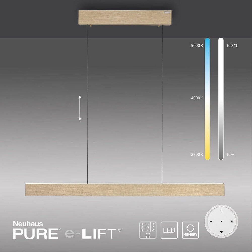 Neuhaus PURE Hanglamp e-Lift L 120 cm mat goud Neuhaus PURE Hanglamp e-Lift L 120 cm mat goud
