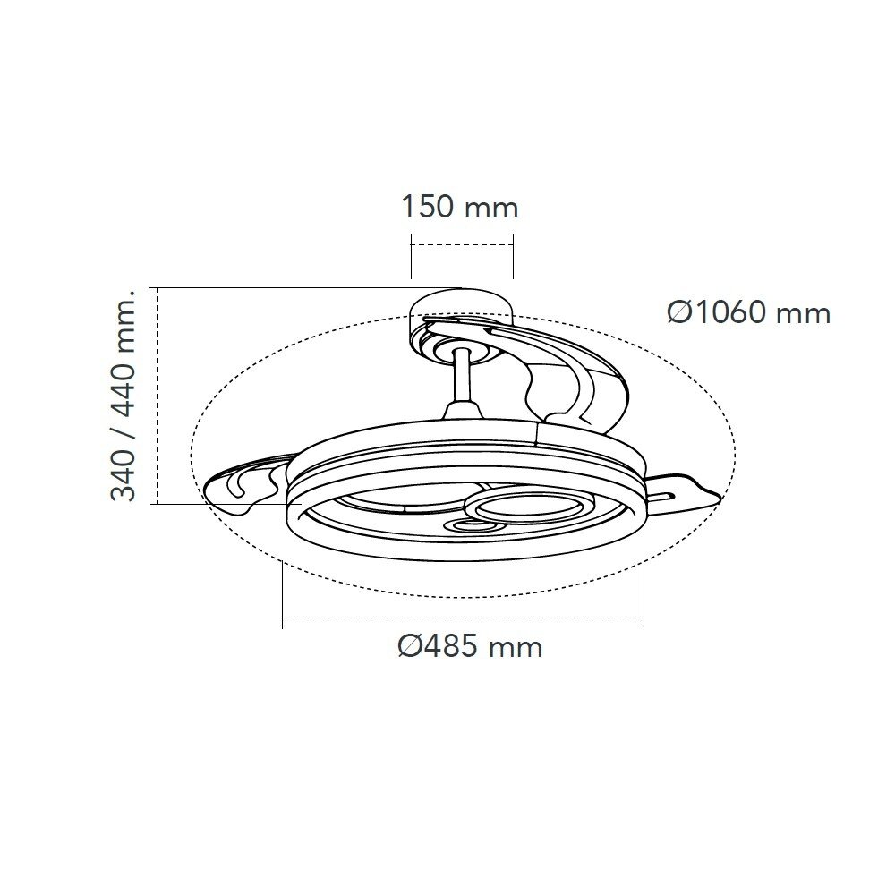 CristalRecord Plafondventilator Naira Ø 106 cm zwart