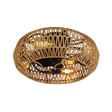 CristalRecord Plafondventilator Greip Ø 49 cm touw beige zwart CristalRecord Plafondventilator Greip Ø 49 cm touw beige zwart