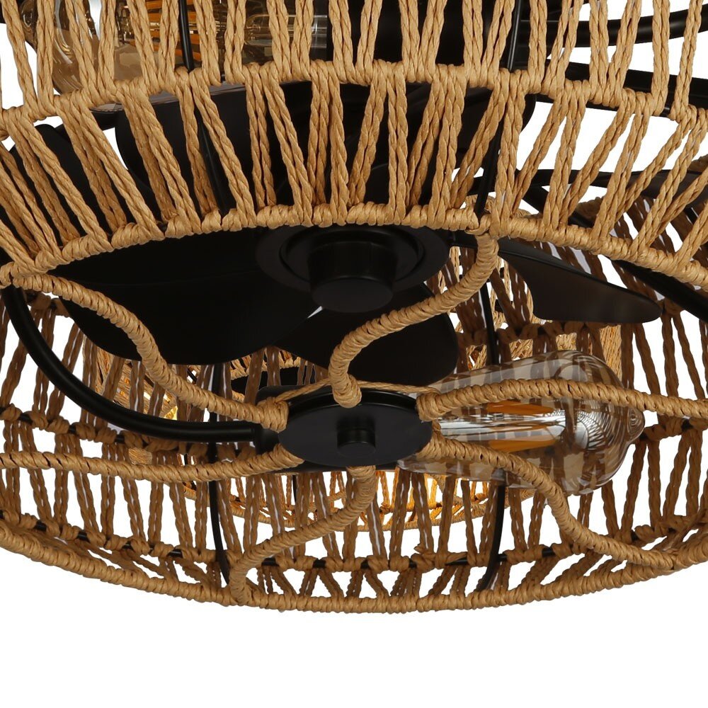 CristalRecord Plafondventilator Greip Ø 49 cm touw beige zwart CristalRecord Plafondventilator Greip Ø 49 cm touw beige zwart