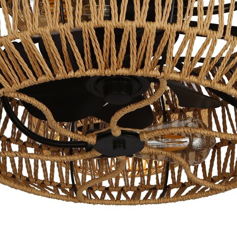 CristalRecord Plafondventilator Greip Ø 49 cm touw beige zwart CristalRecord Plafondventilator Greip Ø 49 cm touw beige zwart