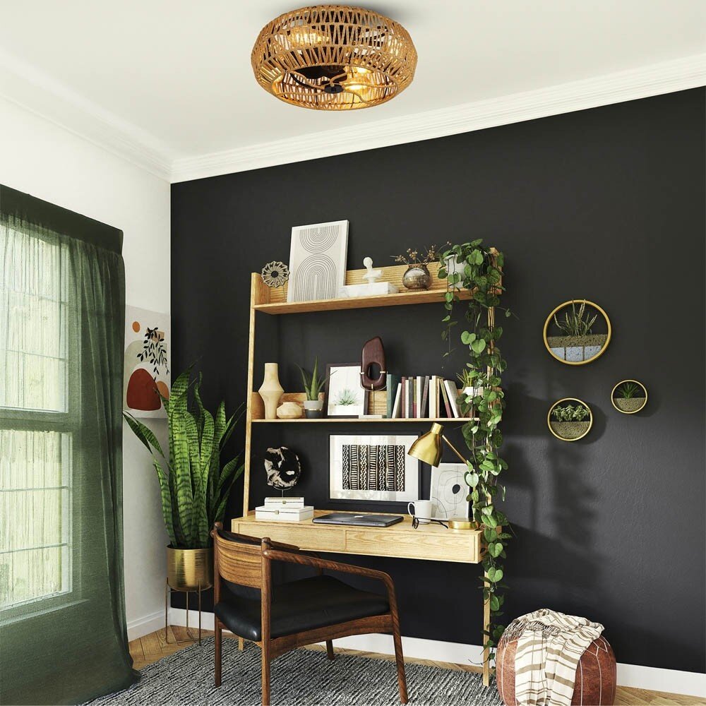 CristalRecord Plafondventilator Greip Ø 49 cm touw beige zwart CristalRecord Plafondventilator Greip Ø 49 cm touw beige zwart