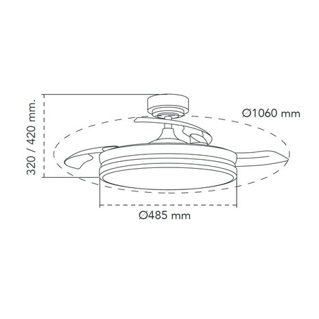 CristalRecord Plafondventilator Moss Ø 106 cm mat chroom