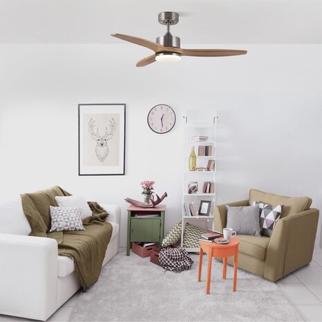 CristalRecord Plafondventilator Terre Ø 107 cm hout mat chroom CristalRecord Plafondventilator Terre Ø 107 cm hout mat chroom