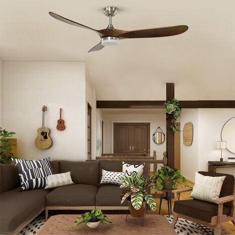 CristalRecord Plafondventilator Yenbig Ø 152 cm donker hout mat chroom CristalRecord Plafondventilator Yenbig Ø 152 cm donker hout mat chroom