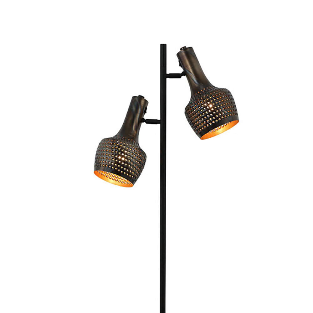 Freelight Vloerlamp Fueco 2 lichts H 160 cm bruin zwart Freelight Vloerlamp Fueco 2 lichts H 160 cm bruin zwart