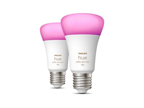 Philips HUE Lichtbron E27 800 Lumen White and color Ambiance 2 pack Philips HUE Lichtbron E27 800 Lumen White and color Ambiance 2 pack