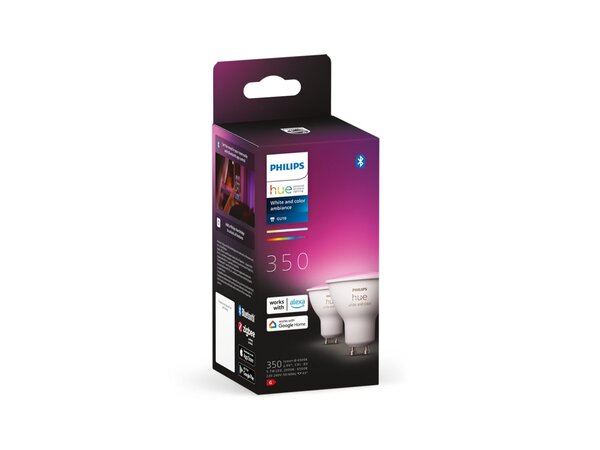 Philips HUE Lichtbron GU10 400 Lumen White and Color Ambiance 2 pack