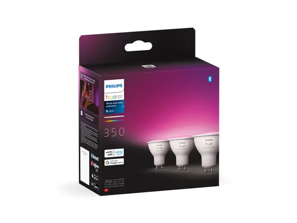 Philips HUE Lichtbron GU10 400 Lumen White and Color Ambiance 3 pack