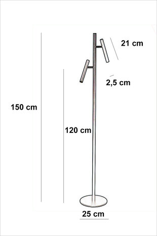Freelight Vloerlamp Luogo 2 lichts H 150 cm zwart