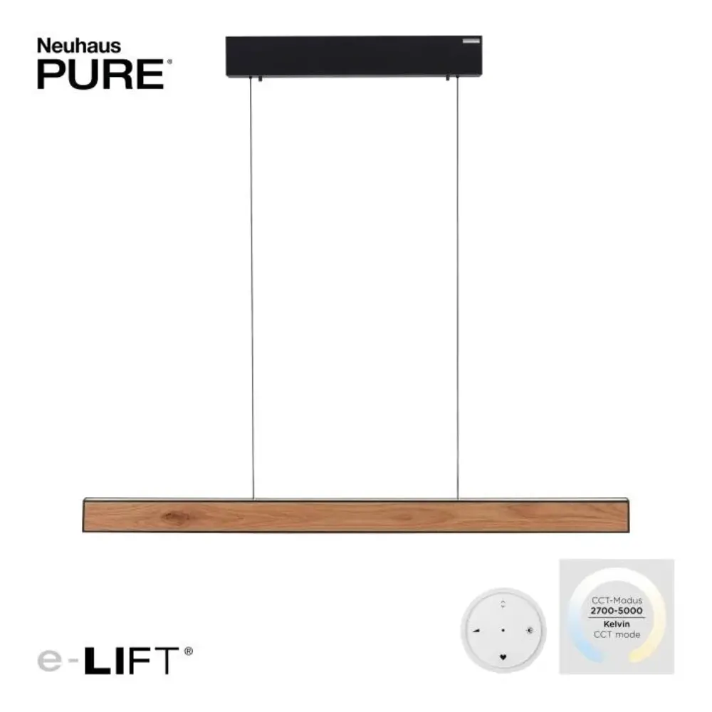Neuhaus PURE Hanglamp e-Lift L 120 cm zwart hout Neuhaus PURE Hanglamp e-Lift L 120 cm zwart hout