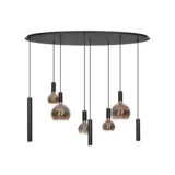 Ztahl Hanglamp Riva 8 lichts ovaal L 140 cm zwart