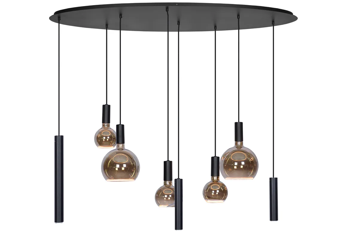 Ztahl Hanglamp Riva 8 lichts ovaal L 150 cm zwart