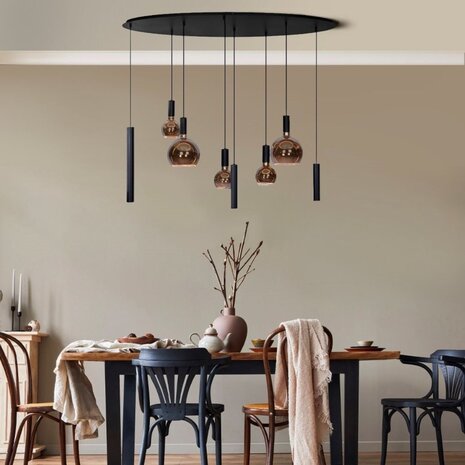 Ztahl Hanglamp Riva 8 lichts ovaal L 140 cm zwart Ztahl Hanglamp Riva 8 lichts ovaal L 140 cm zwart