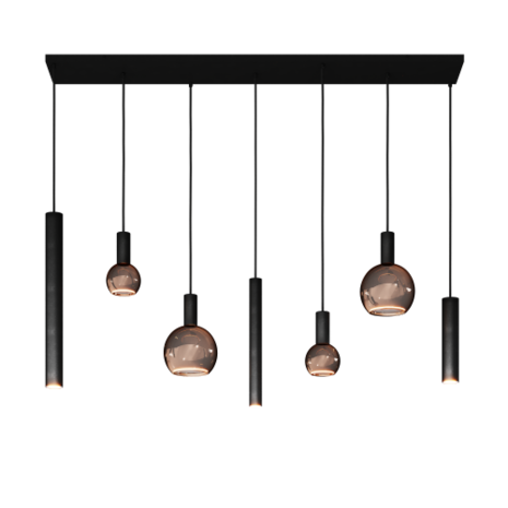 Ztahl Hanglamp Riva 7 lichts rechthoekig 145 cm zwart Ztahl Hanglamp Riva 7 lichts rechthoekig 145 cm zwart