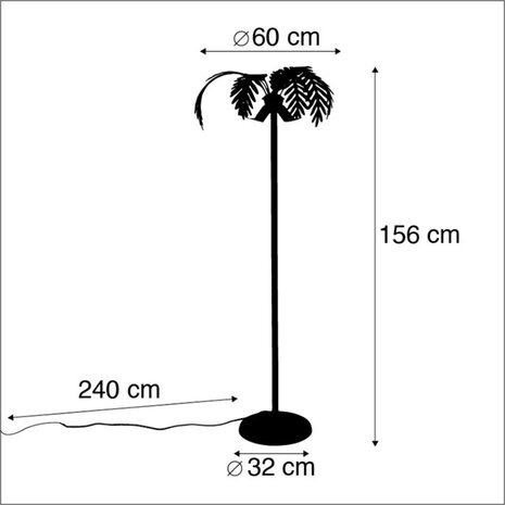 Ylumen Vloerlamp Palm H 156 cm goud bruin