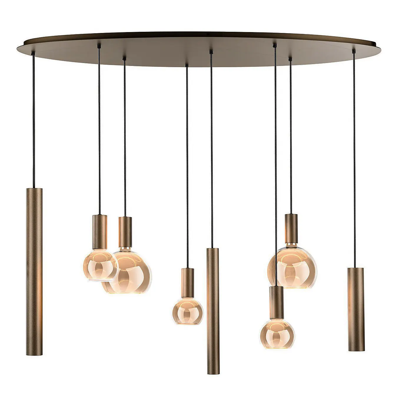 Ztahl Hanglamp Riva 8 lichts ovaal L 140 cm platinum