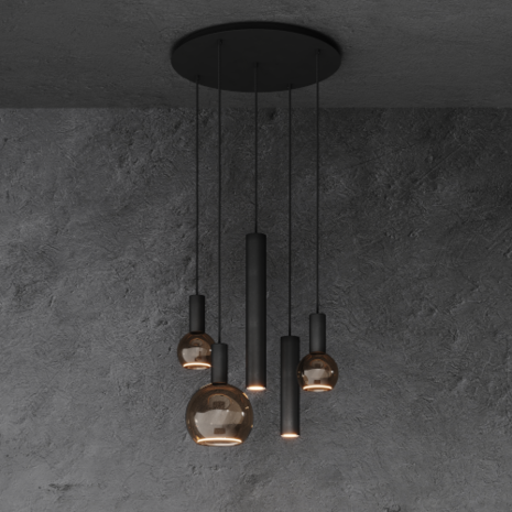 Ztahl Hanglamp Riva 5 lichts Ø 50 cm zwart Ztahl Hanglamp Riva 5 lichts Ø 50 cm zwart