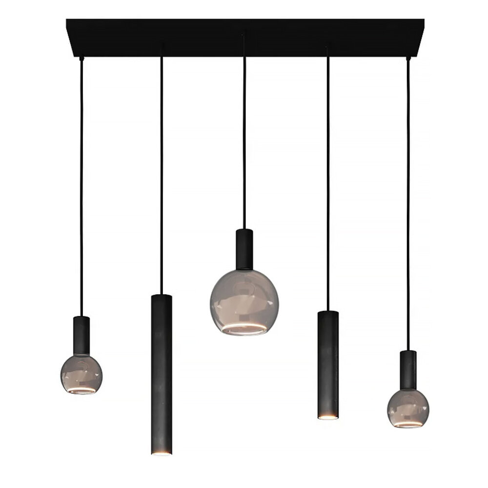 Hanglamp Riva 5 lichts rechthoekig L 100 cm zwart Ztahl 4302