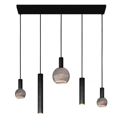 Ztahl Hanglamp Riva 5 lichts rechthoekig L 100 cm zwart Ztahl Hanglamp Riva 5 lichts rechthoekig L 100 cm zwart