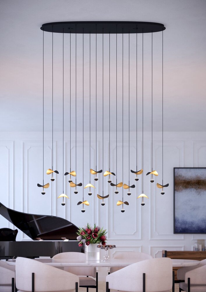 Eglo Hanglamp Dracera 17 lichts ovaal L 155 cm zwart Eglo Hanglamp Dracera 17 lichts ovaal L 155 cm zwart