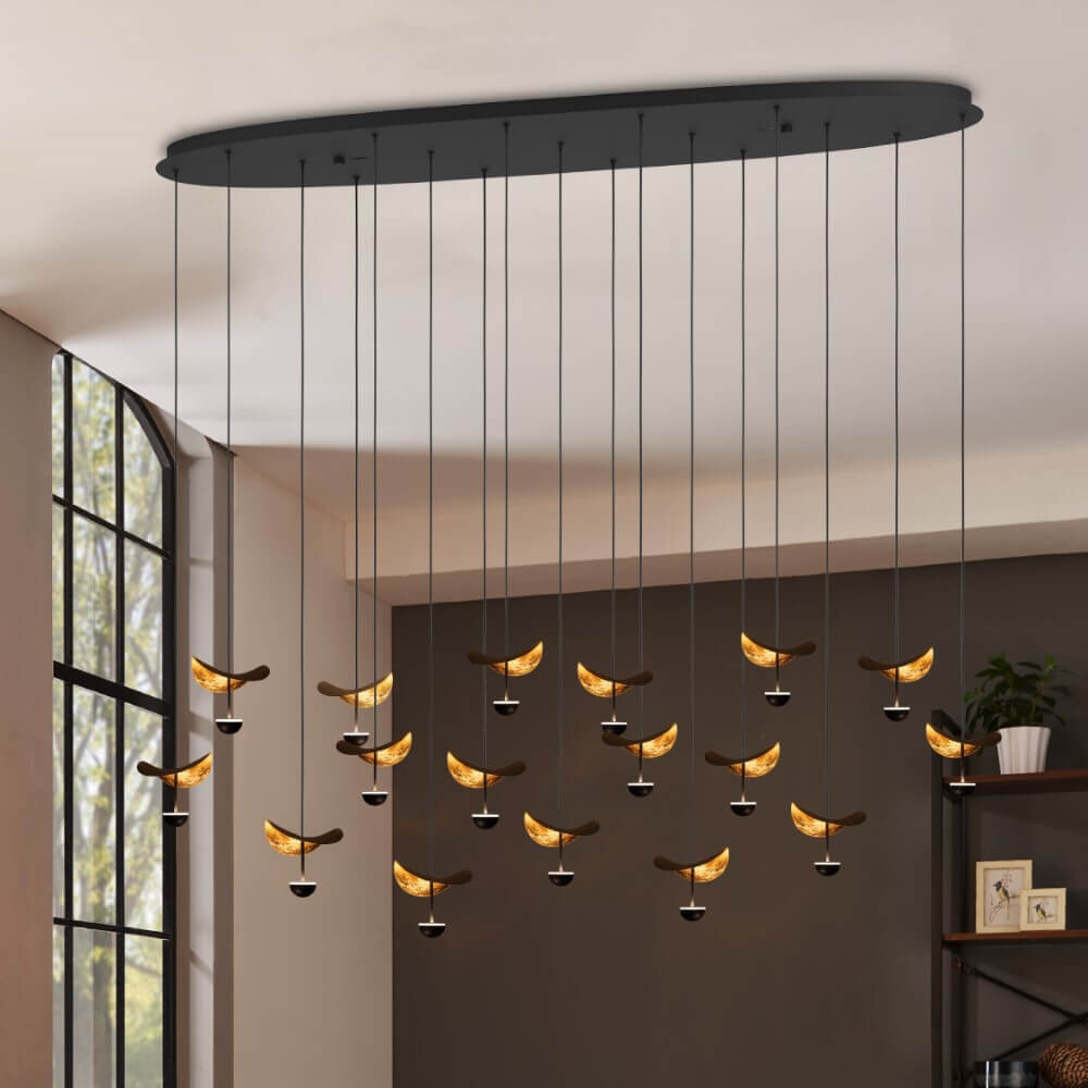 Eglo Hanglamp Dracera 17 lichts ovaal L 155 cm zwart Eglo Hanglamp Dracera 17 lichts ovaal L 155 cm zwart