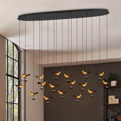 Eglo Hanglamp Dracera 17 lichts ovaal L 155 cm zwart Eglo Hanglamp Dracera 17 lichts ovaal L 155 cm zwart