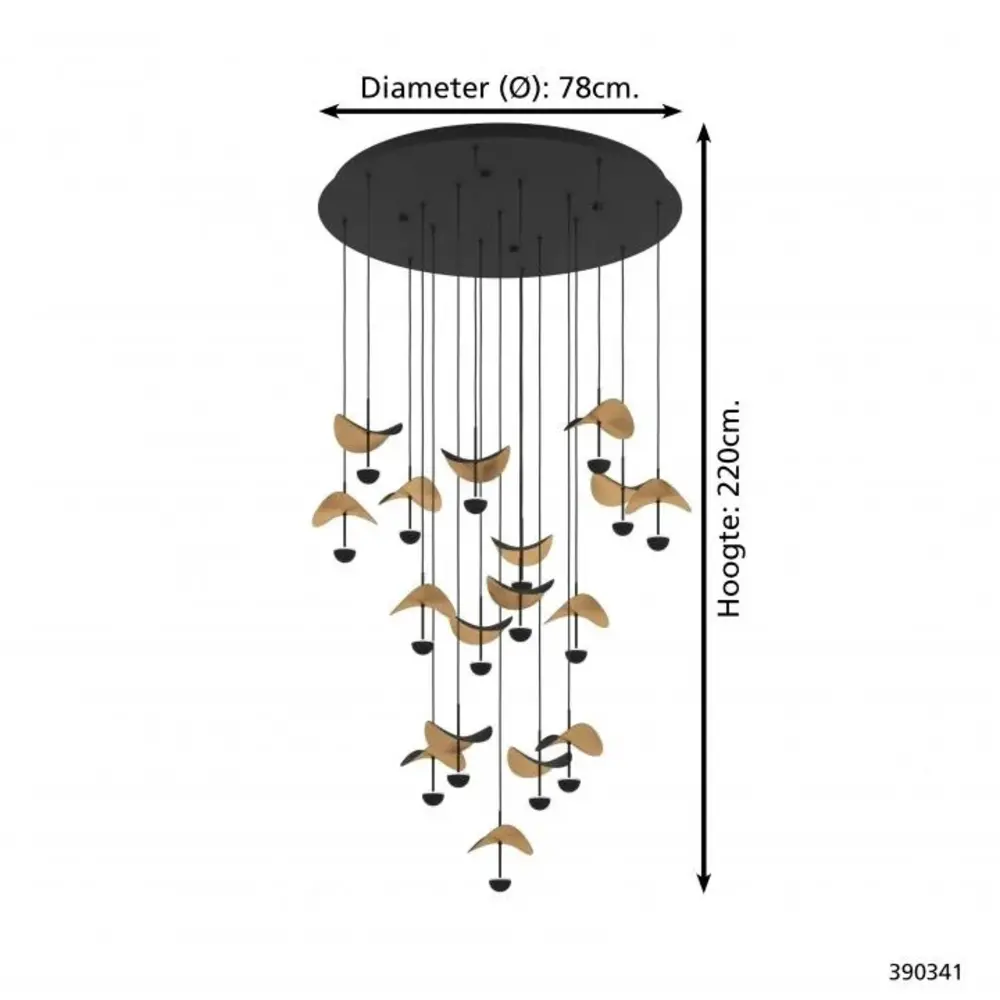 Eglo Hanglamp Dracera 17 lichts Ø 78 cm zwart Eglo Hanglamp Dracera 17 lichts Ø 78 cm zwart