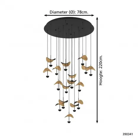 Eglo Hanglamp Dracera 17 lichts Ø 78 cm zwart Eglo Hanglamp Dracera 17 lichts Ø 78 cm zwart