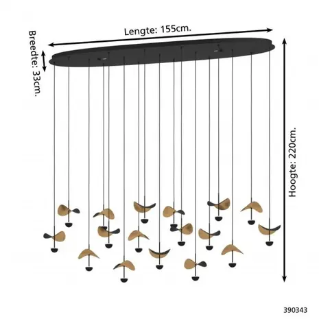 Eglo Hanglamp Dracera 17 lichts ovaal L 155 cm zwart Eglo Hanglamp Dracera 17 lichts ovaal L 155 cm zwart