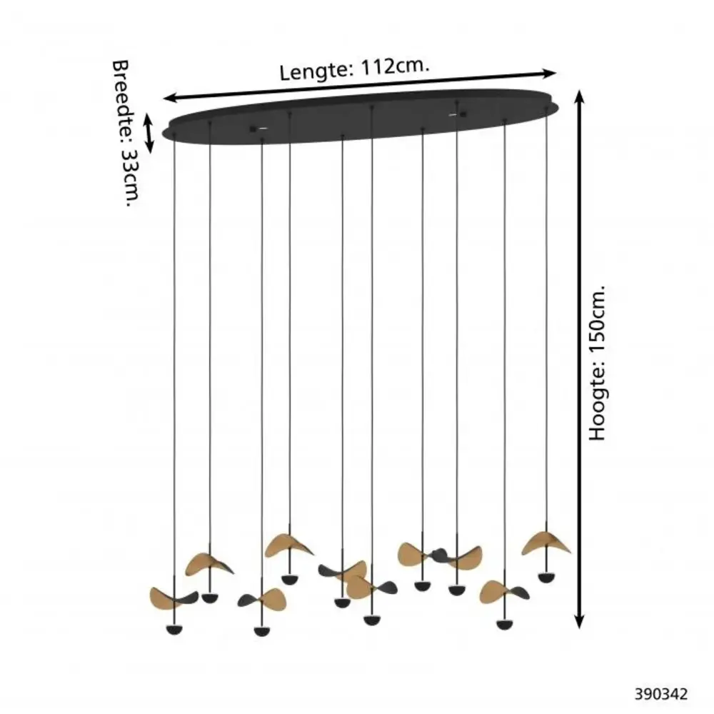 Eglo Hanglamp Dracera 10 lichts ovaal L 112 cm zwart Eglo Hanglamp Dracera 10 lichts ovaal L 112 cm zwart