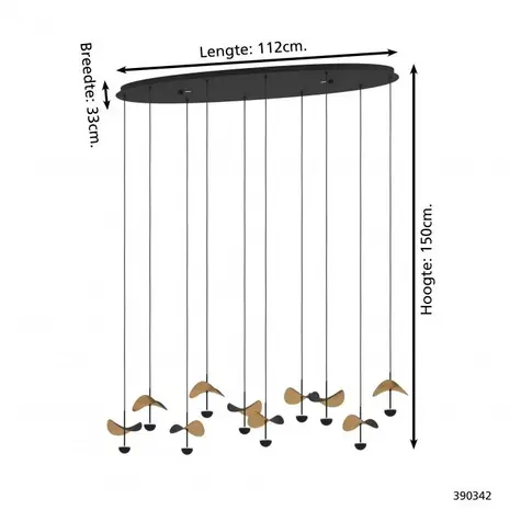 Eglo Hanglamp Dracera 10 lichts ovaal L 112 cm zwart Eglo Hanglamp Dracera 10 lichts ovaal L 112 cm zwart