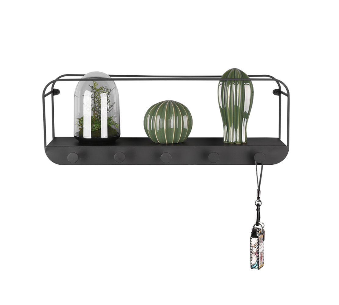 Mirrors and more Kapstok Linda 5 haken B 50 cm zwart Mirrors and more Kapstok Linda 5 haken B 50 cm zwart