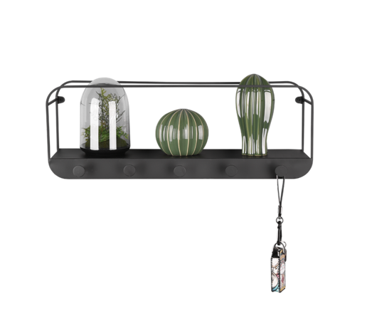 Mirrors and more Kapstok Linda 5 haken B 50 cm zwart Mirrors and more Kapstok Linda 5 haken B 50 cm zwart