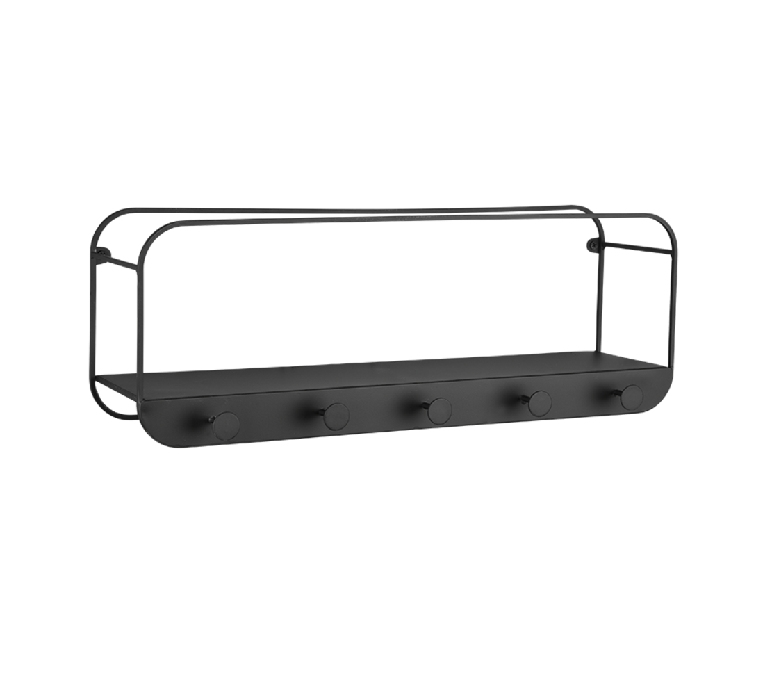 Mirrors and more Kapstok Linda 5 haken B 50 cm zwart Mirrors and more Kapstok Linda 5 haken B 50 cm zwart