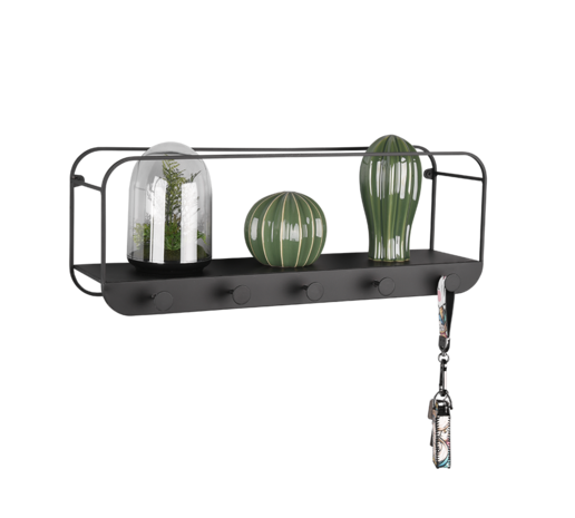 Mirrors and more Kapstok Linda 5 haken B 50 cm zwart Mirrors and more Kapstok Linda 5 haken B 50 cm zwart