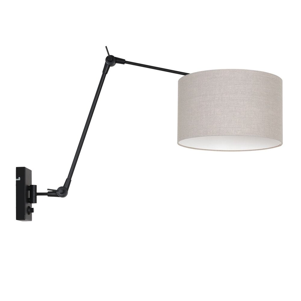 Steinhauer Wandlamp prestige chic 8119 zwart kap grijs linnen Steinhauer Wandlamp prestige chic 8119 zwart kap grijs linnen