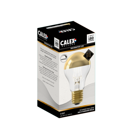 Calex LED E27 lamp 4 Watt kopspiegel goud