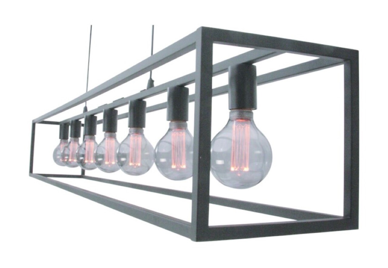 Freelight Hanglamp Esteso 7 lichts L 168 cm B 25 cm zwart