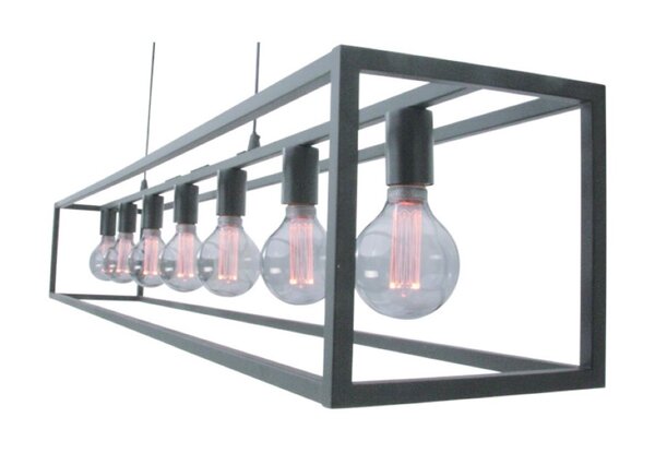 Freelight Hanglamp Esteso 7 lichts L 168 cm B 25 cm zwart