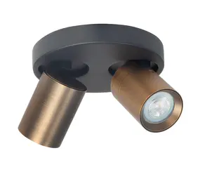 Highlight Spot Oliver 2 lichts rond brons zwart Highlight Spot Oliver 2 lichts rond brons zwart