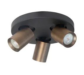 Highlight Spot Oliver 3 lichts rond brons zwart Highlight Spot Oliver 3 lichts rond brons zwart
