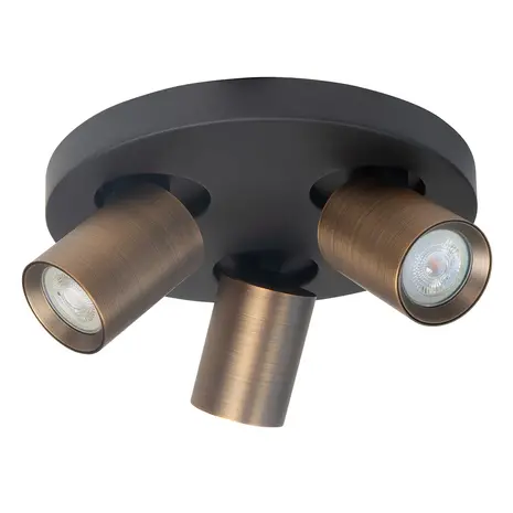 Highlight Spot Oliver 3 lichts rond brons zwart Highlight Spot Oliver 3 lichts rond brons zwart