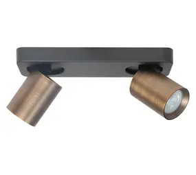 Highlight Spot Oliver 2 lichts balk brons zwart Highlight Spot Oliver 2 lichts balk brons zwart