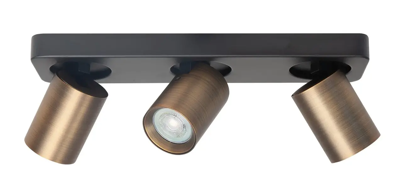Highlight Spot Oliver 3 lichts balk brons zwart Highlight Spot Oliver 3 lichts balk brons zwart