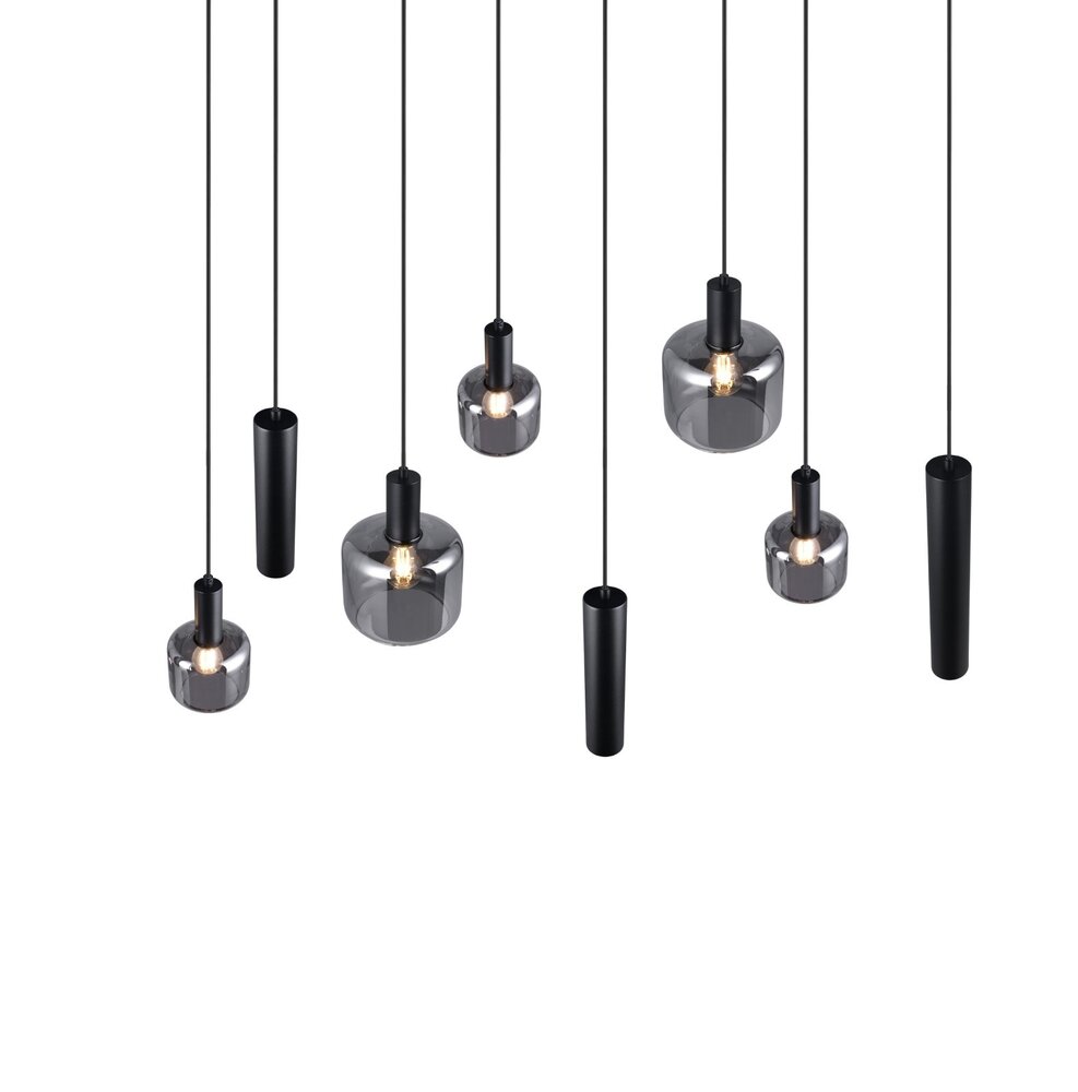 Trio Leuchten Hanglamp Mataro 8 lichts L 118 cm zwart Trio Leuchten Hanglamp Mataro 8 lichts L 118 cm zwart